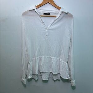 Maven West White Ruffle Hem Blouse